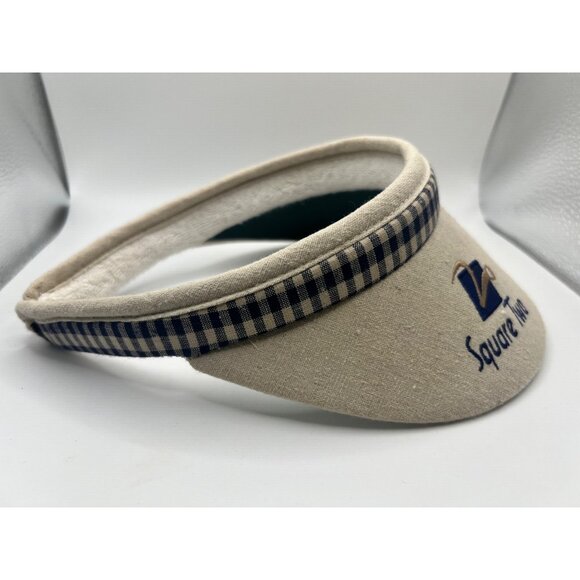 VTG 90s Two Square Fabric Sun Visor W Sweatband OS Made In USA Town Talk Golfing - Picture 3 of 10